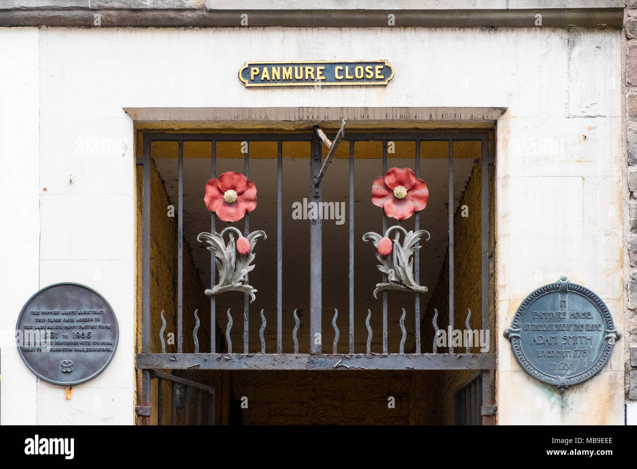 Detail of Panmure Close decoration on Royal Mile in Edinburgh Old Town, Scotland, United Kingdom Stock Photo