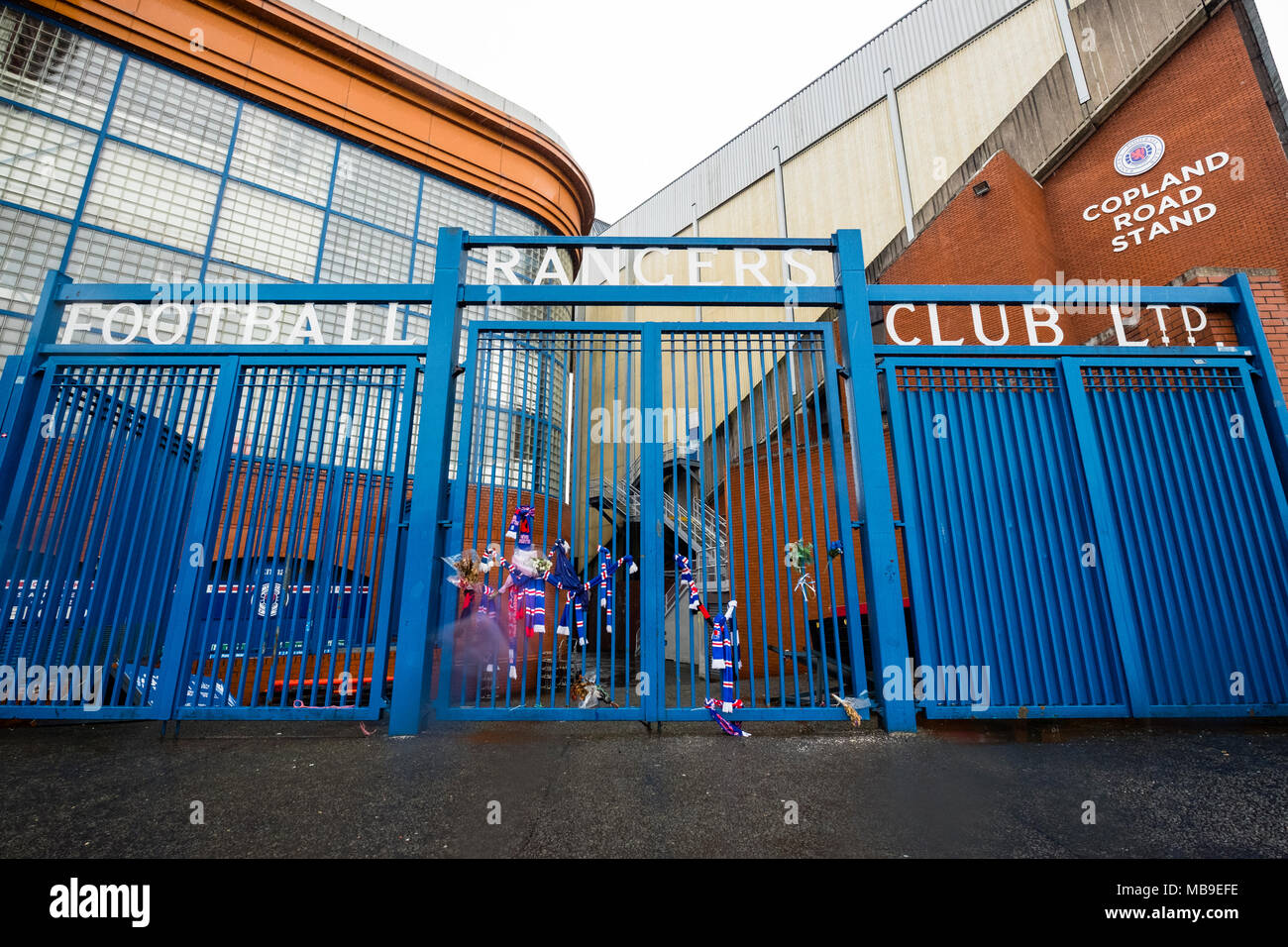 Entrance gates to Ibrox Park, Govan, home of Glasgow Rangers football Club, Glasgow, Scotland, United Kingdom Stock Photo