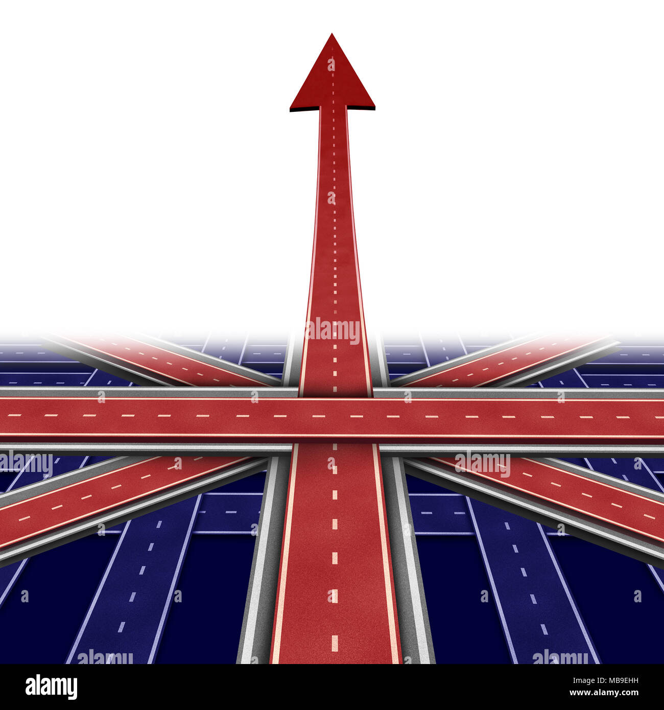 British and Great Britain success concept as a path with an upward arrow as a financial and economic prosperity symbol as a 3D illustration. Stock Photo