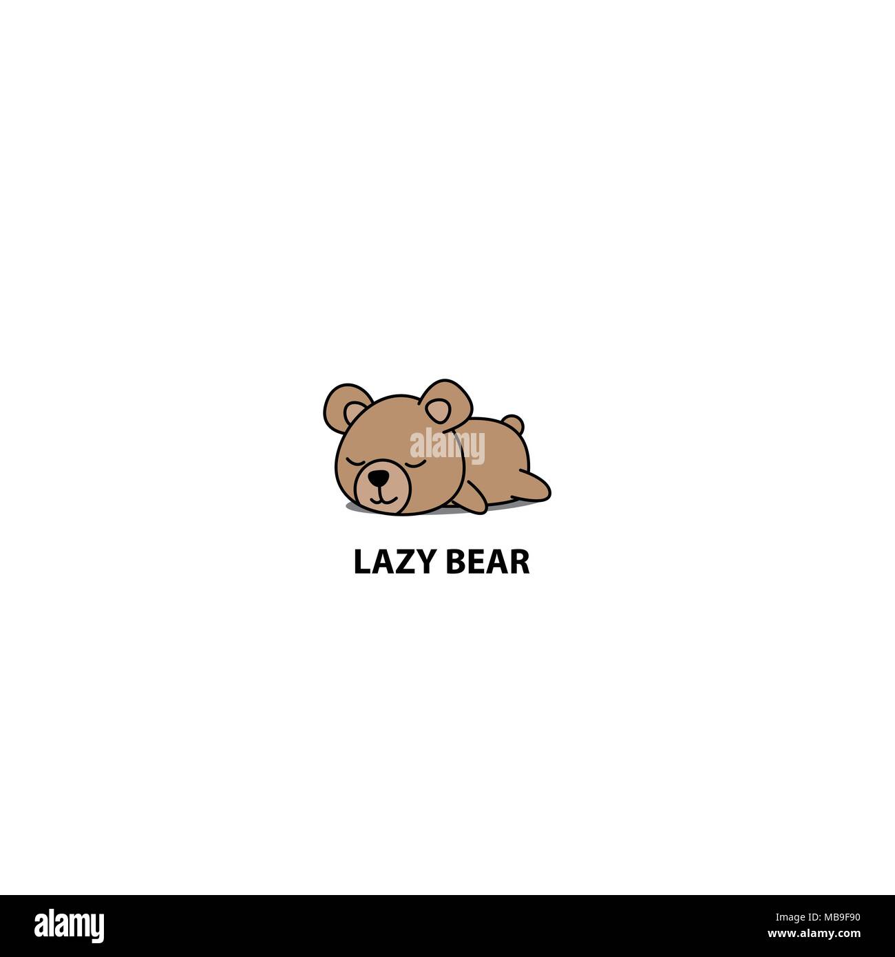 Lazy bear, cute baby bear sleeping icon, logo design, vector