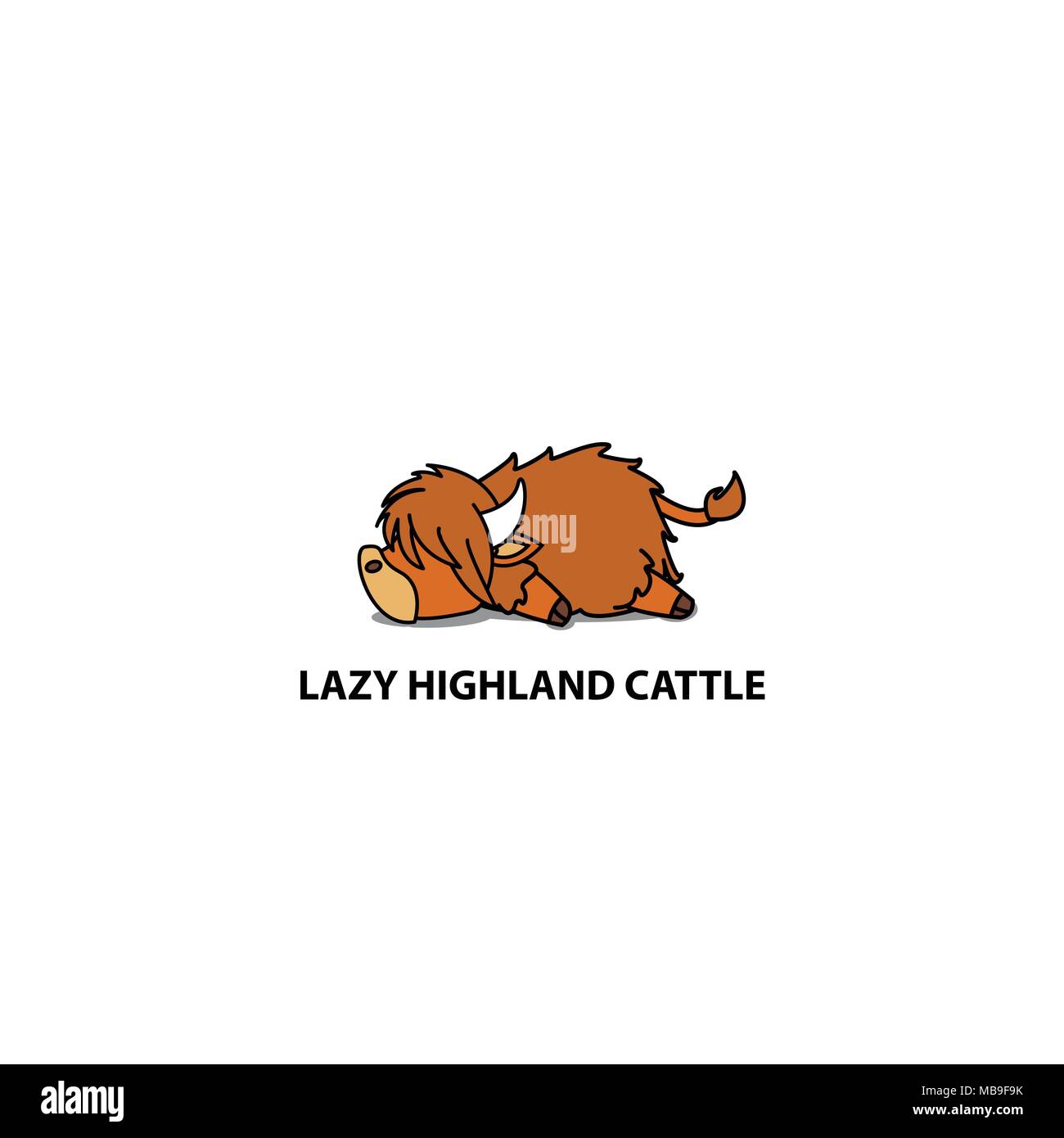 Lazy highland cattle icon, logo design, vector illustration Stock Vector