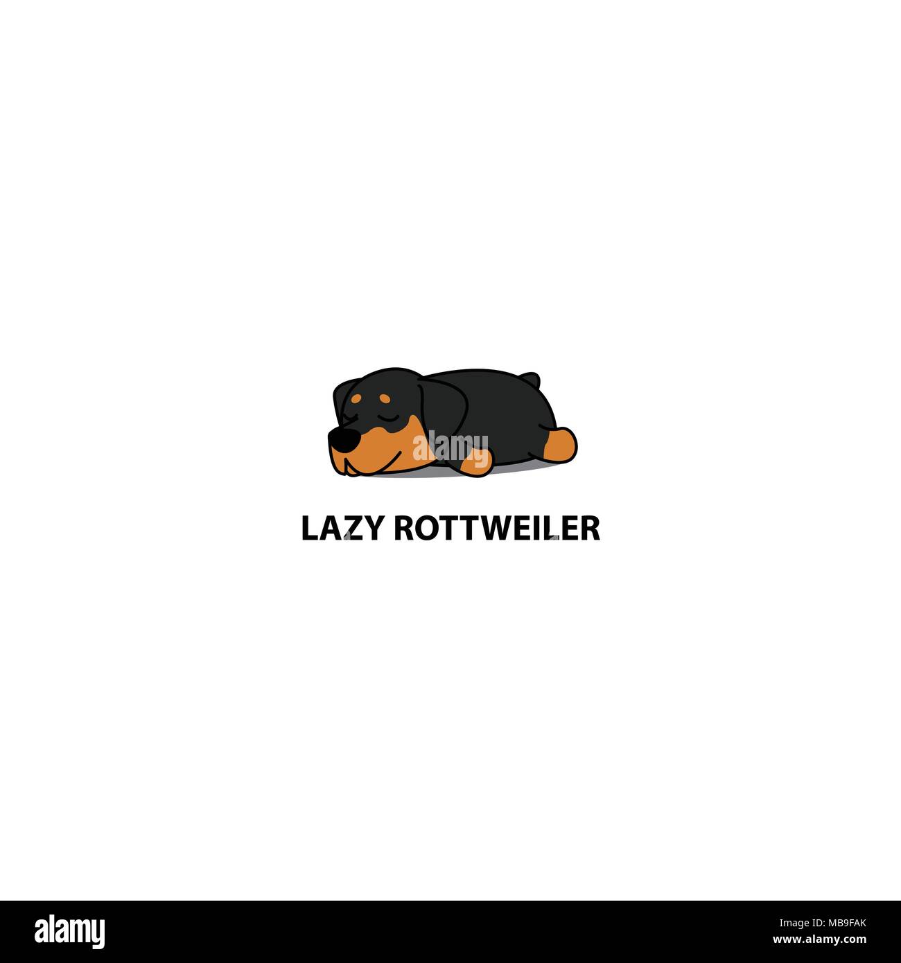 Lazy dog, cute rottweiler puppy sleeping icon, logo design, vector