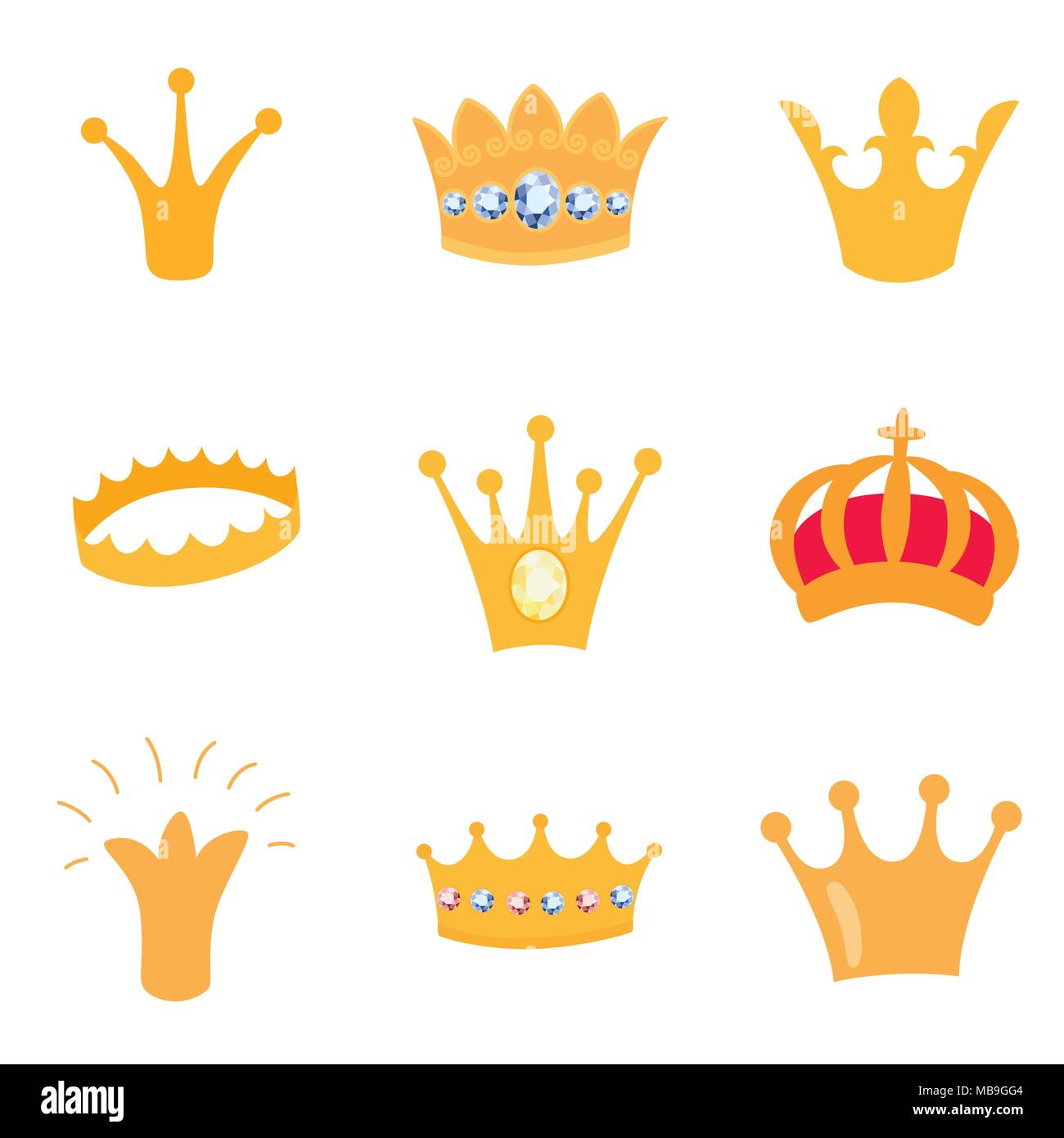 Set Of Gold Crown Icons Vector Isolated Elements For Logo Label