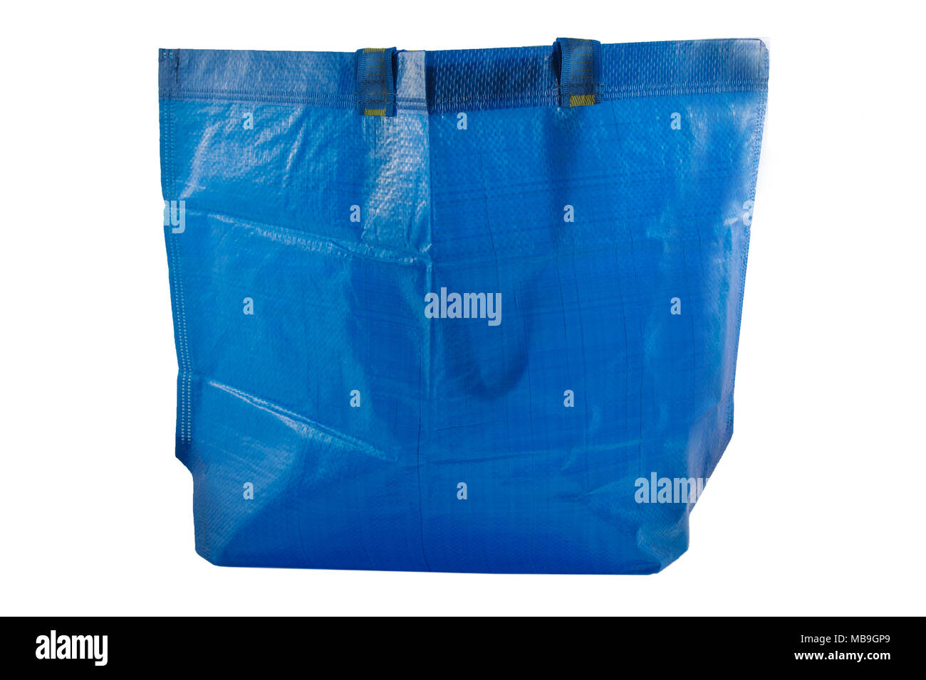 Plastic Bag, Blue plastic shopping bag isolated on white background