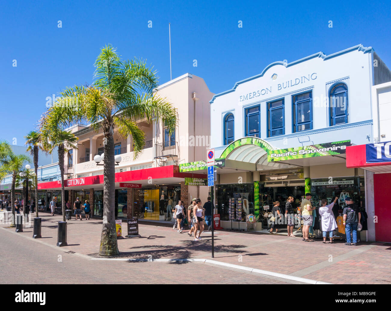 new zealand napier new zealand the art deco architecture of Napier town centre shops emerson street napier new zealand north island nz Stock Photo