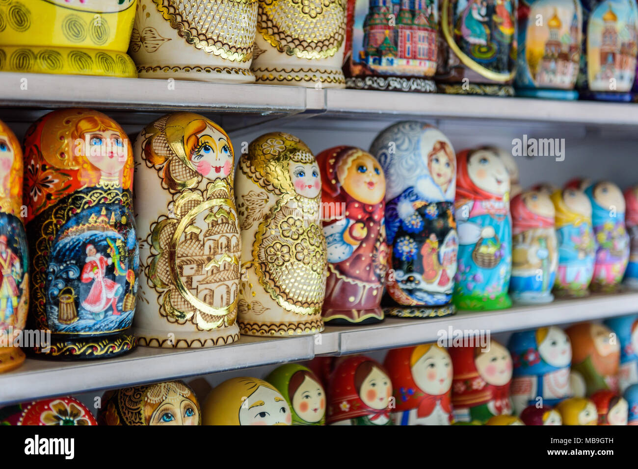 Russian matrioshka dolls in St Petersburg, Russia. Stock Photo