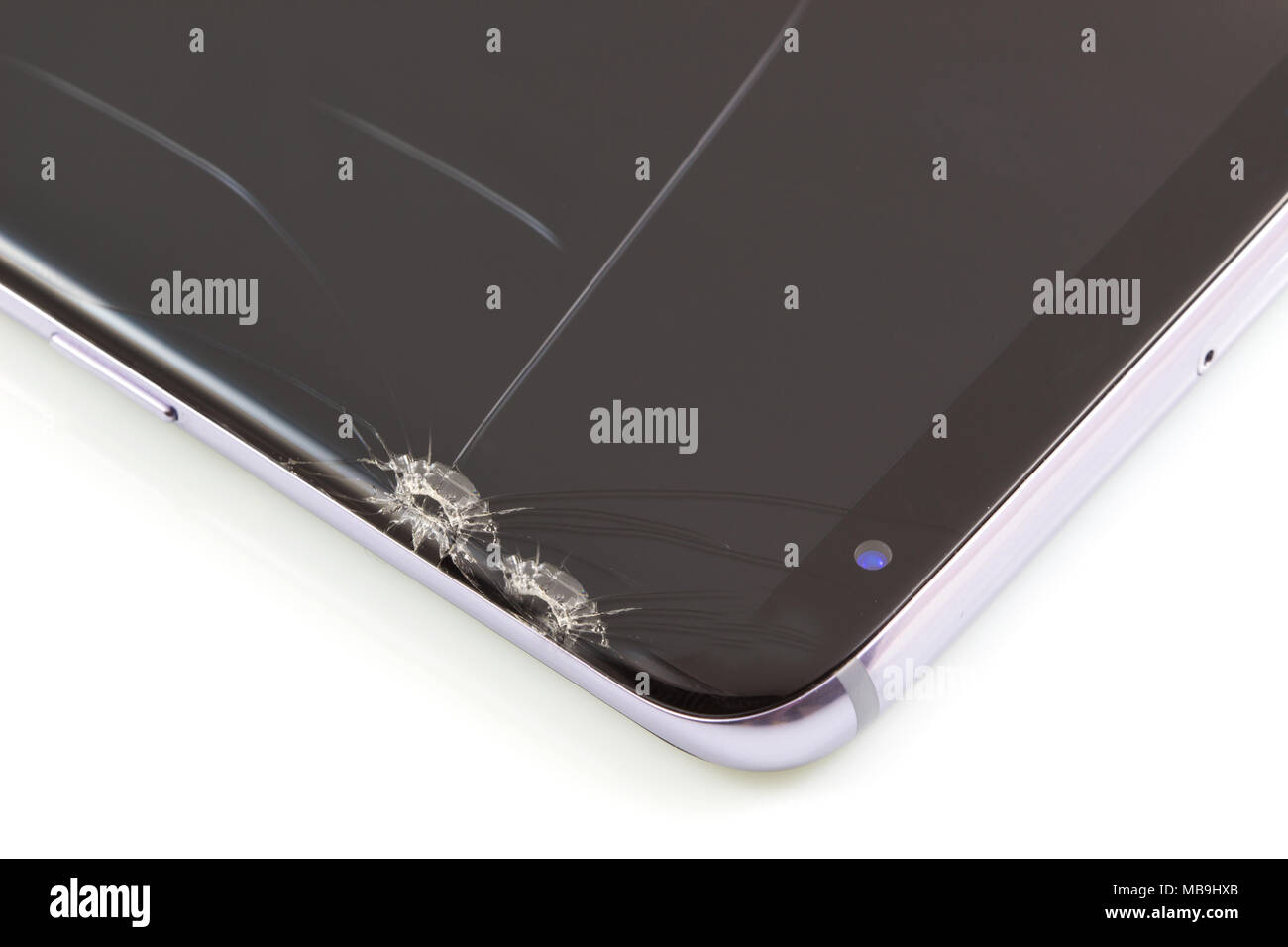 New and modern smartphone with screen has cracks, Touch screen ...