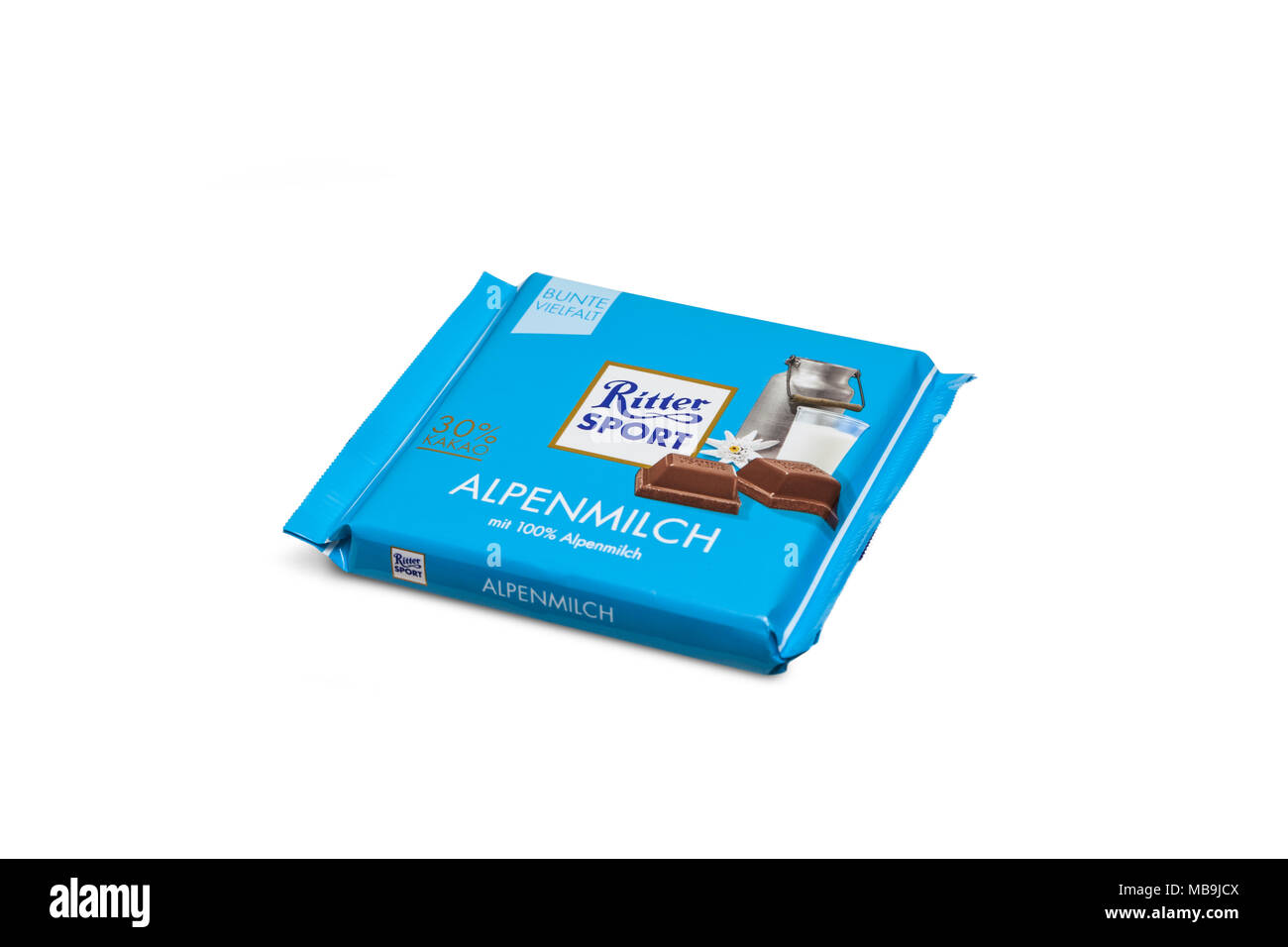 Chisinau Moldova April 9 2018 Ritter Sport Chocolate Alpenmilch Ritter Sport Is German Chocolate Brand Founded In 1912 Isolated On White Backgr Stock Photo Alamy