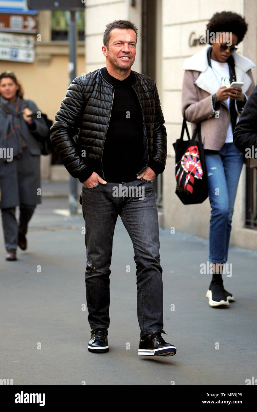 Lothar Matthäus going for lunch with a friend at Il Salumaio di Montenapoleone, a restaurant in the centre of Milan, Italy. Featuring: Lothar Matthäus, Lothar Matthaus Where: Milan, Lombardy, Italy When: 09 Mar 2018 Credit: IPA/WENN.com **Only available for publication in UK, USA, Germany, Austria, Switzerland** Stock Photo