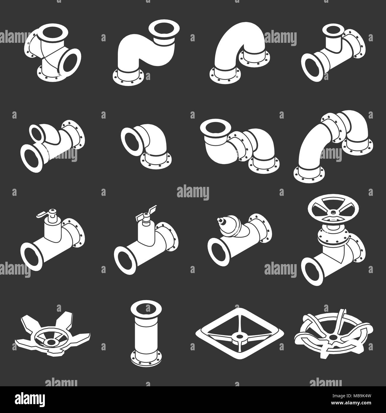 Pipeline constructor icons set grey vector Stock Vector