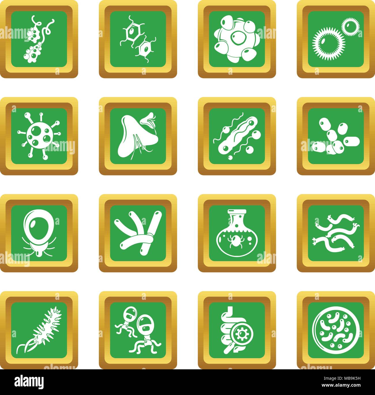 Virus bacteria icons set green square vector Stock Vector Image & Art ...