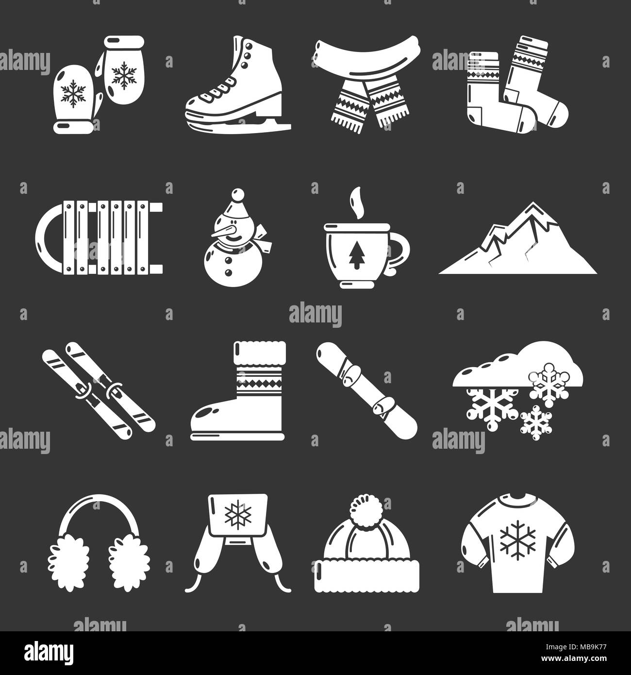 Winter clothes icons set grey vector Stock Vector Image & Art - Alamy