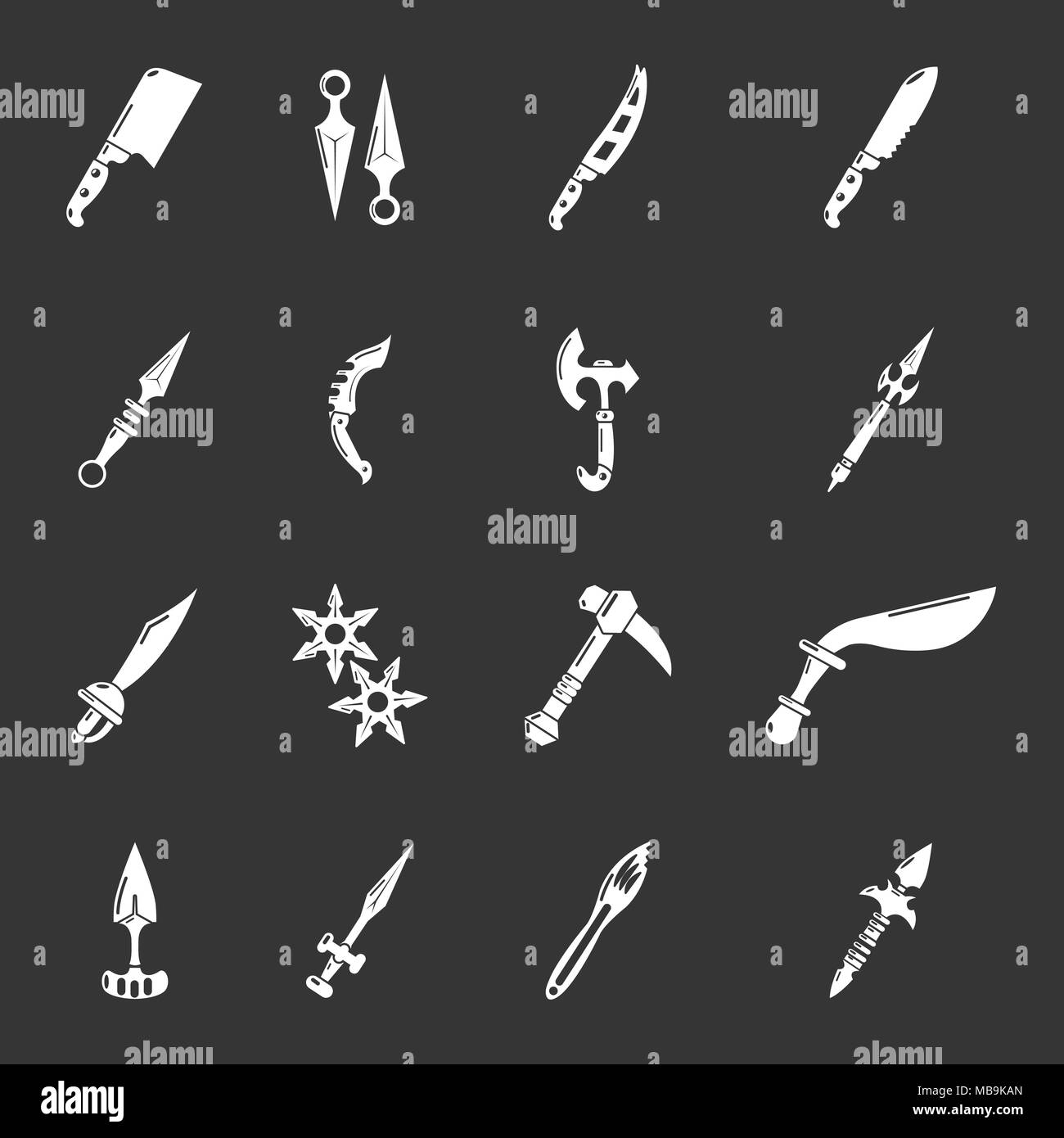 Steel arms items icons set grey vector Stock Vector