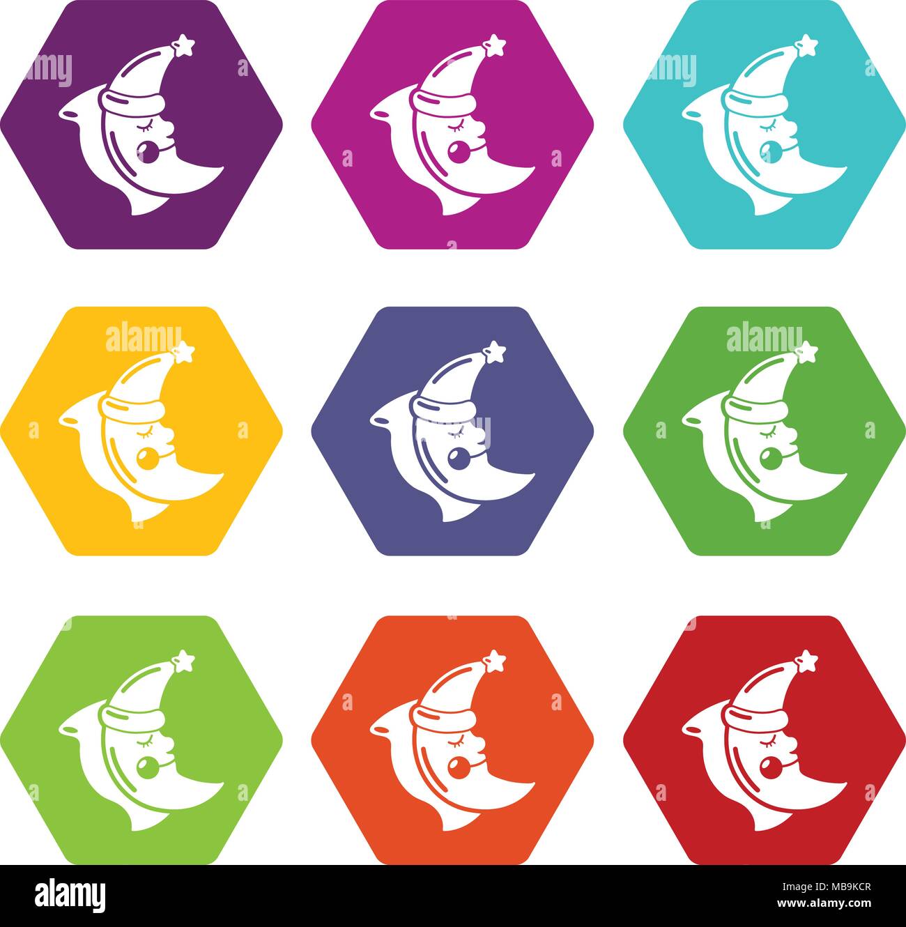 Sleeping moon icons set 9 vector Stock Vector Image & Art - Alamy