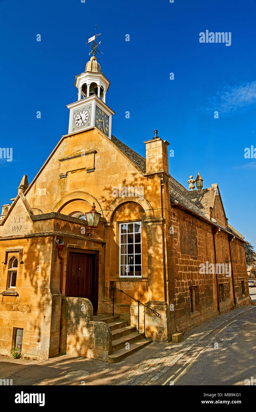 Ornate stone building in the Cotswold town of Chipping Campden Gloucestershire. Stock Photo