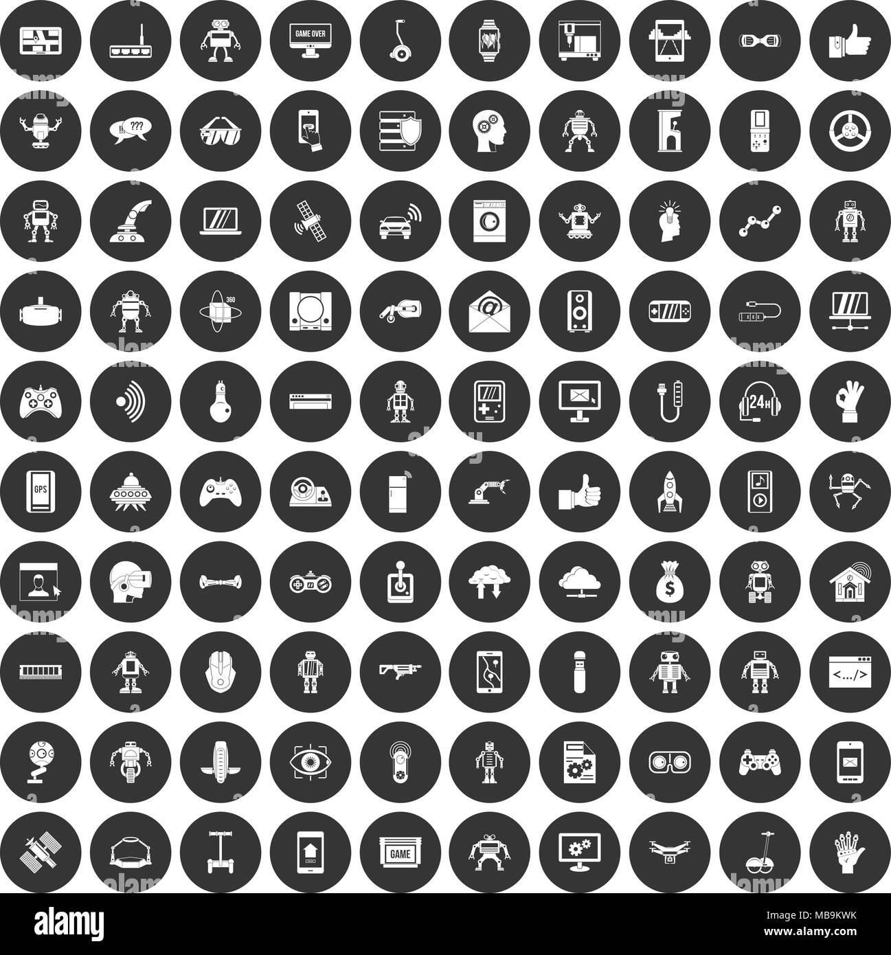 100 robot icons set black circle Stock Vector Image & Art - Alamy