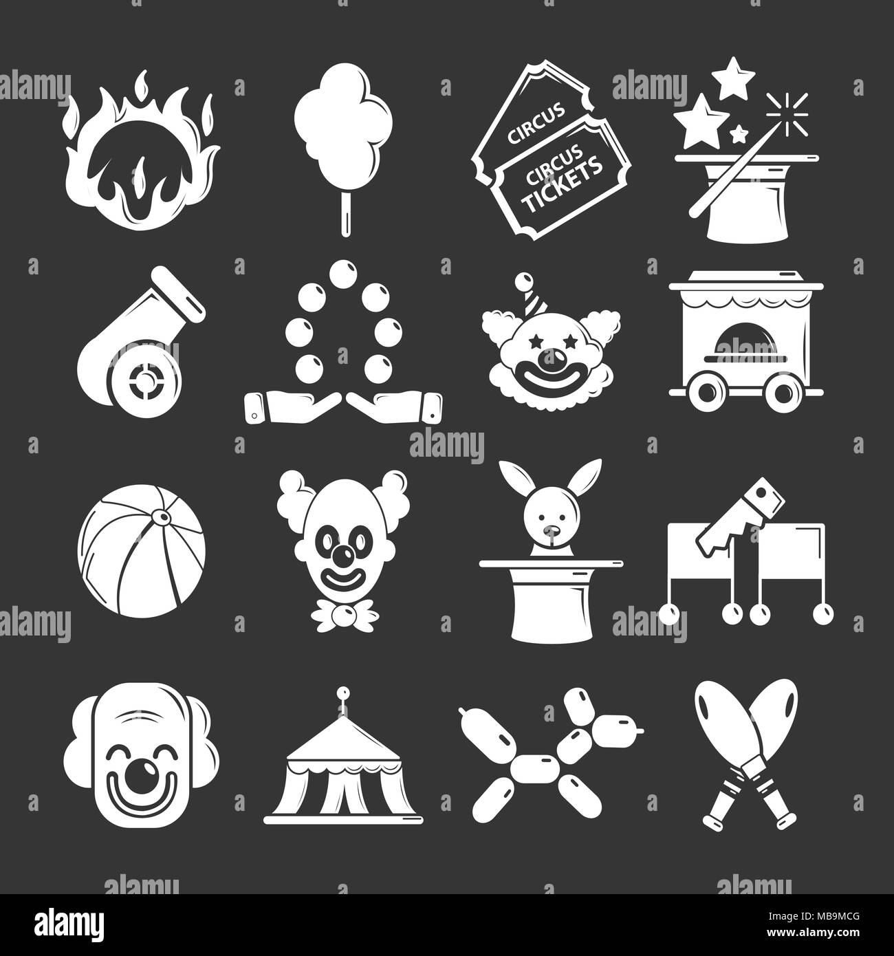 Circus icons set grey vector Stock Vector