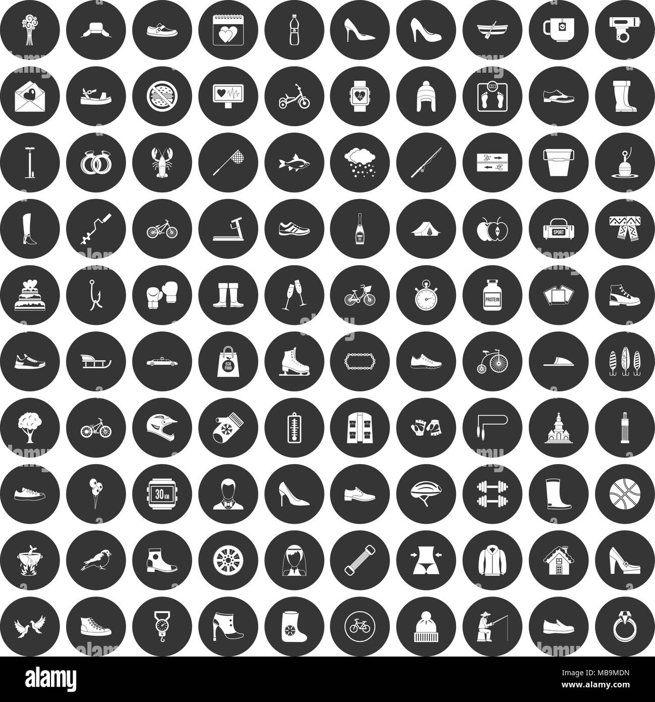 100 shoe icons set black circle Stock Vector Image & Art - Alamy