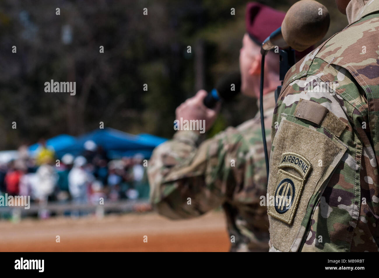 Pinehurst, North Carolina, USA. 8th Apr, 2018. April 8, 2018 - Pinehurst, N.C., USA - The 82nd Airborne Division All American Chorus performs during the opening ceremony at the 69th annual Spring Matinee Harness races sponsored by the Pinehurst Driving & Training Club, at the Pinehurst Harness Track, Pinehurst, N.C. The Pinehurst Harness Track is a 111-acre equestrian facility that has been a winter training center for standardbred horses since 1915. This year's races commemorate the 103rd anniversary of the track. Credit: Timothy L. Hale/ZUMA Wire/Alamy Live News Stock Photo