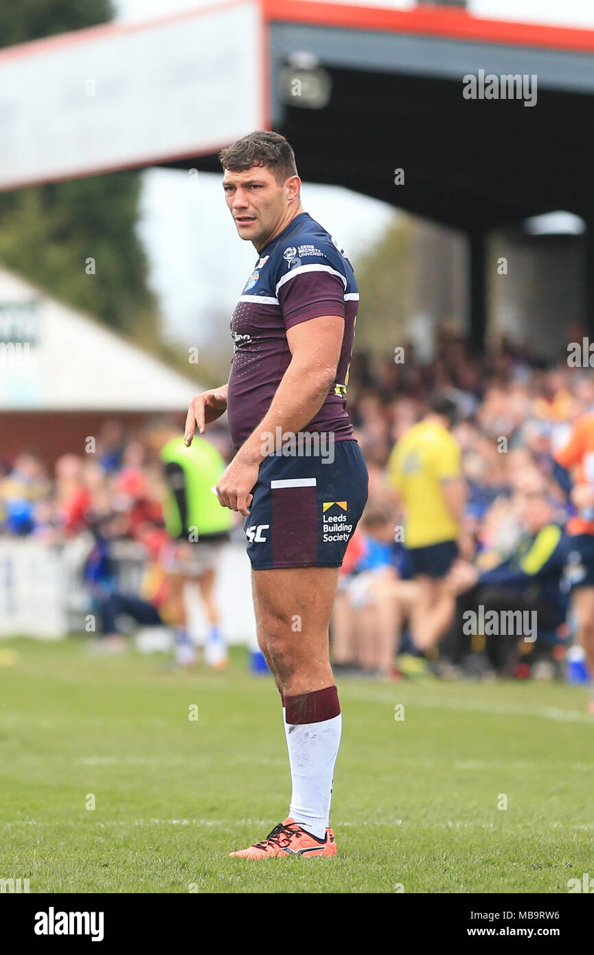 Wakefield, UK. 8th April 2018, Beaumont Legal Stadium, Wakefield, England; Betfred Super League rugby, Wakefield Trinity v Leeds Rhinos; Ryan Hall of Leeds Rhinos Credit: News Images/Alamy Live News Stock Photo