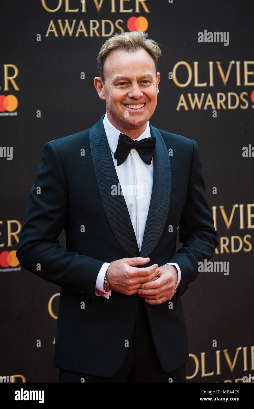 London, UK. 8th April, 2018. Australian Actor and Singer Jason Donovan  on the red carpet at the 2018 Olivier Awards held at the Royal Albert Hall in London. He performed a song from Joseph to celebrate the 50th Anniversary of the show Credit: David Betteridge/Alamy Live News Stock Photo
