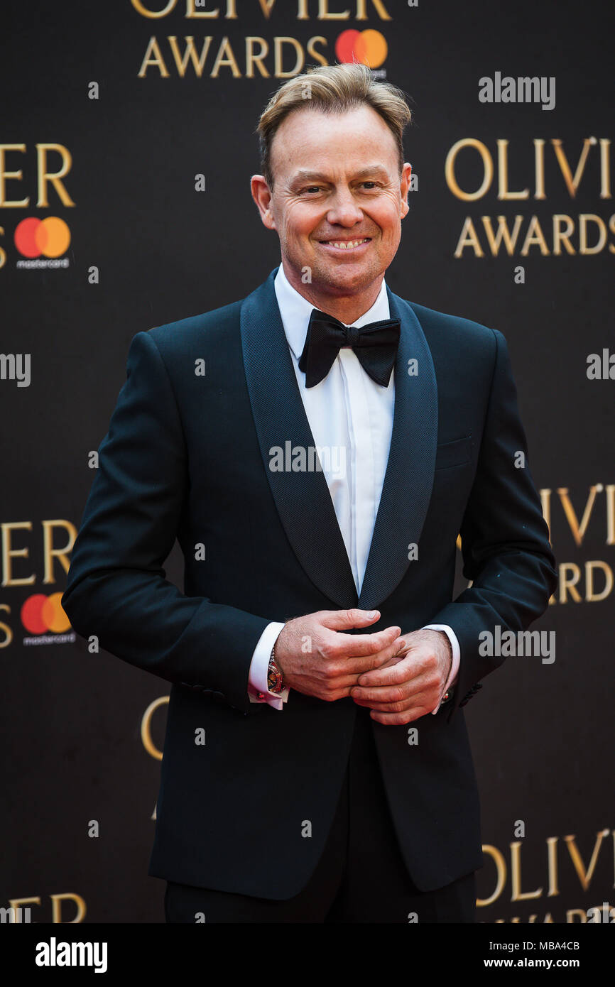 London, UK. 8th April, 2018. Australian Actor and Singer Jason Donovan  on the red carpet at the 2018 Olivier Awards held at the Royal Albert Hall in London. He performed a song from Joseph to celebrate the 50th Anniversary of the show Credit: David Betteridge/Alamy Live News Stock Photo