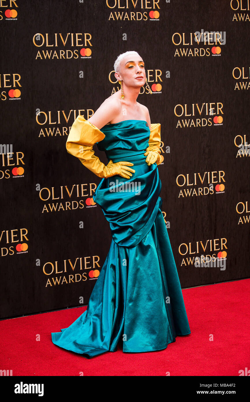 London, UK. 8th April, 2018. Jamie Campbell The inspiration for Everybody's Talking About Jamie on the red carpet at the 2018 Olivier Awards held at the Royal Albert Hall in London. Credit: David Betteridge/Alamy Live News Stock Photo