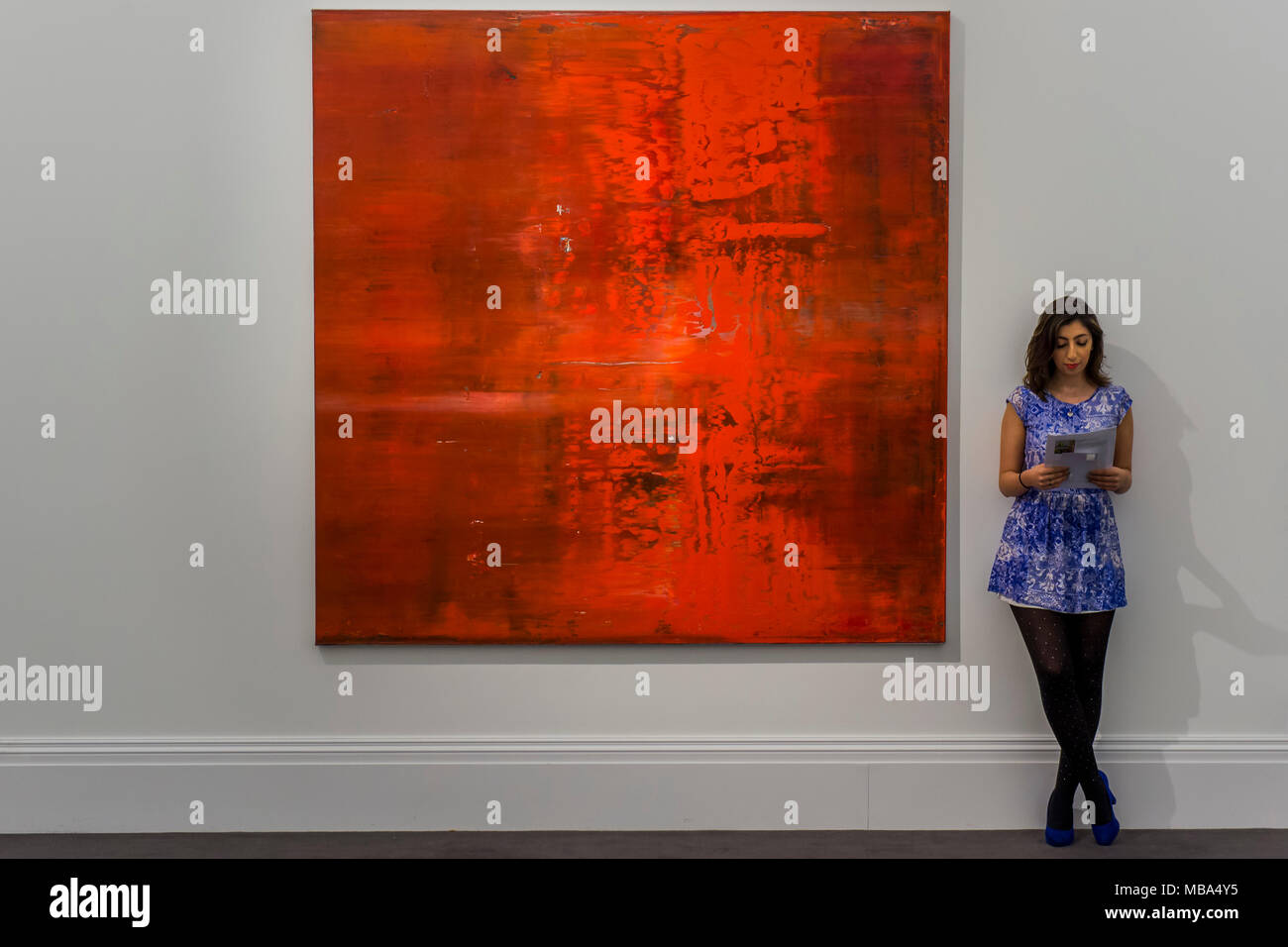 London, UK. 9th April, 2018. Abstraktes Bild, 1991, by Gerhard Richter - Highlights of Sotheby's Contemporary, Impressionist & Modern Art on dispaly at New Bond Street, London. Credit: Guy Bell/Alamy Live News Stock Photo