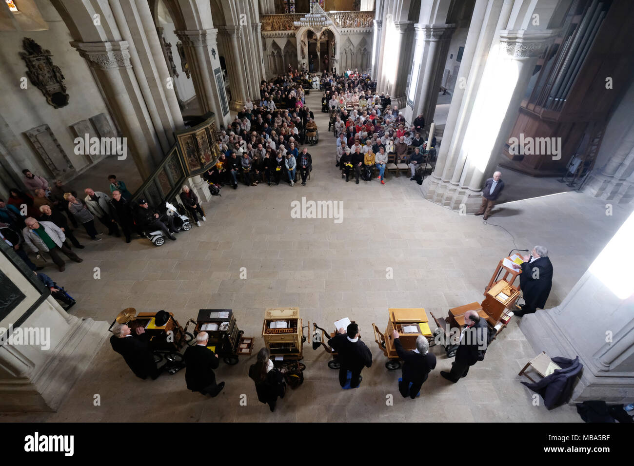 07 April 18 Germany Naumburg Barrel Organ Players Play At The Naumburg Cathedral From 06 April