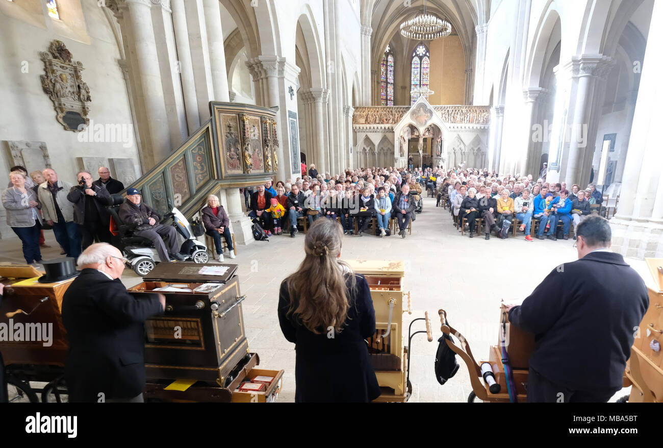 07 April 18 Germany Naumburg Barrel Organ Players Play At The Naumburg Cathedral From 06 April