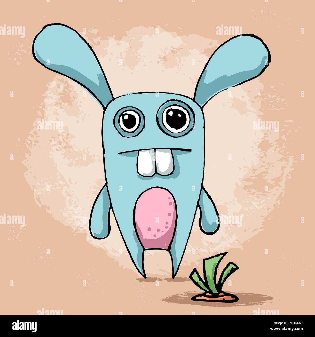 Crazy, fanny, cute rabbit character illustration. Stock Vector
