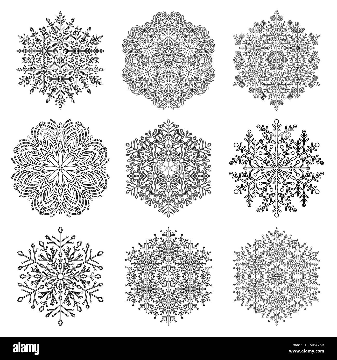 Set of Vector Snowflakes Stock Vector Image & Art - Alamy