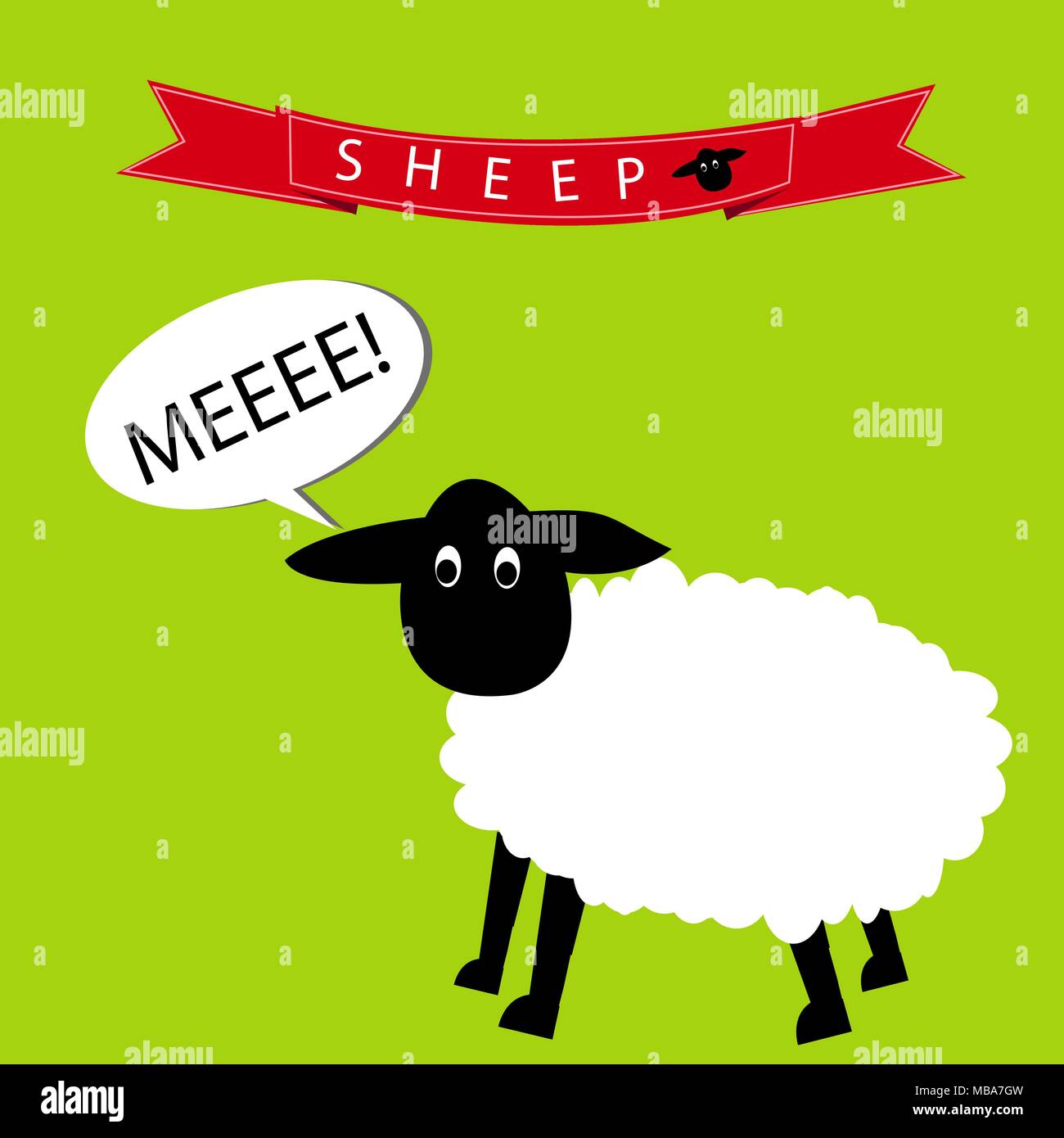 Sheep say sleepy. sheep with speech bubble. illustration design Stock