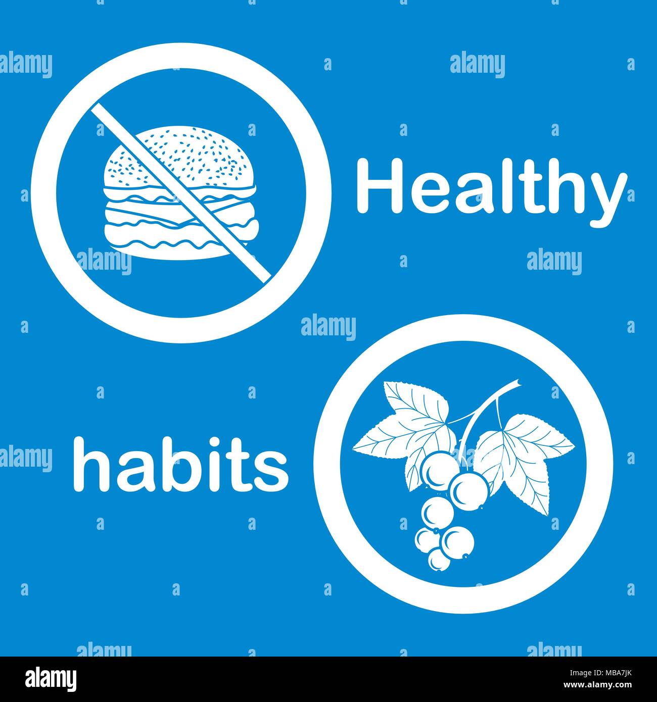 Useful and harmful food. Proper nutrition with excess weight and obesity. Cheeseburger and black currant. Stock Vector