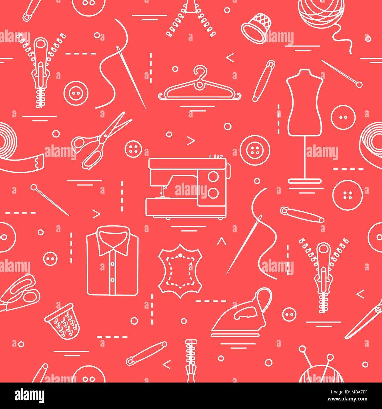 Seamless pattern with tools and accessories for sewing. Template for