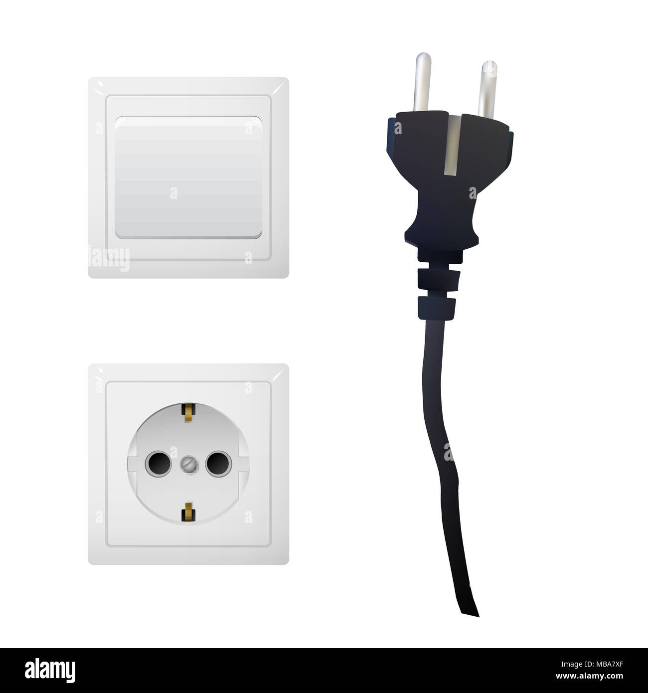 Electrical adapter with outlet and black switch Stock Vector Image