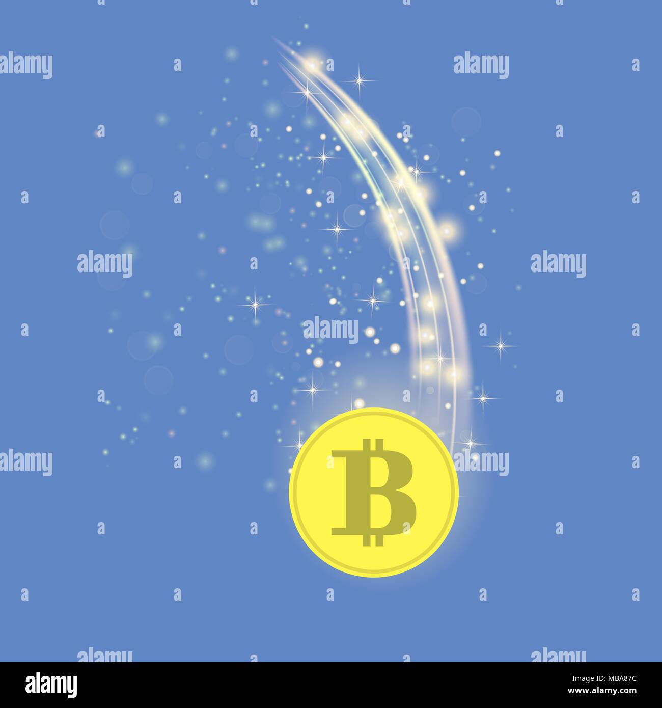 Golden Bitcoin is Falling. Crypto Currency Icon Stock Vector