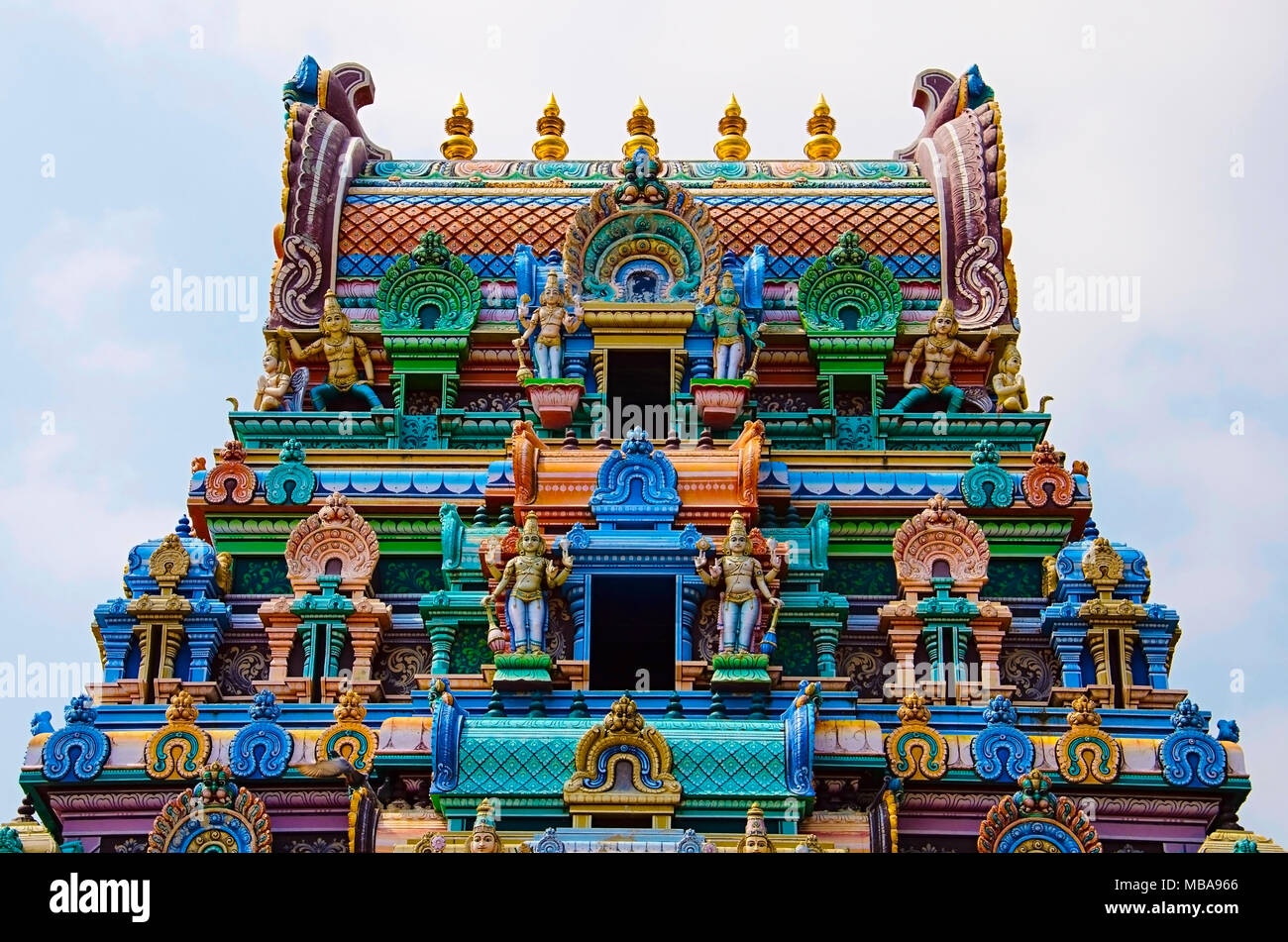 Colorful carved Gopuram, Near Shiva Temple, Gangaikonda Cholapuram, Tamil Nadu, India Stock Photo