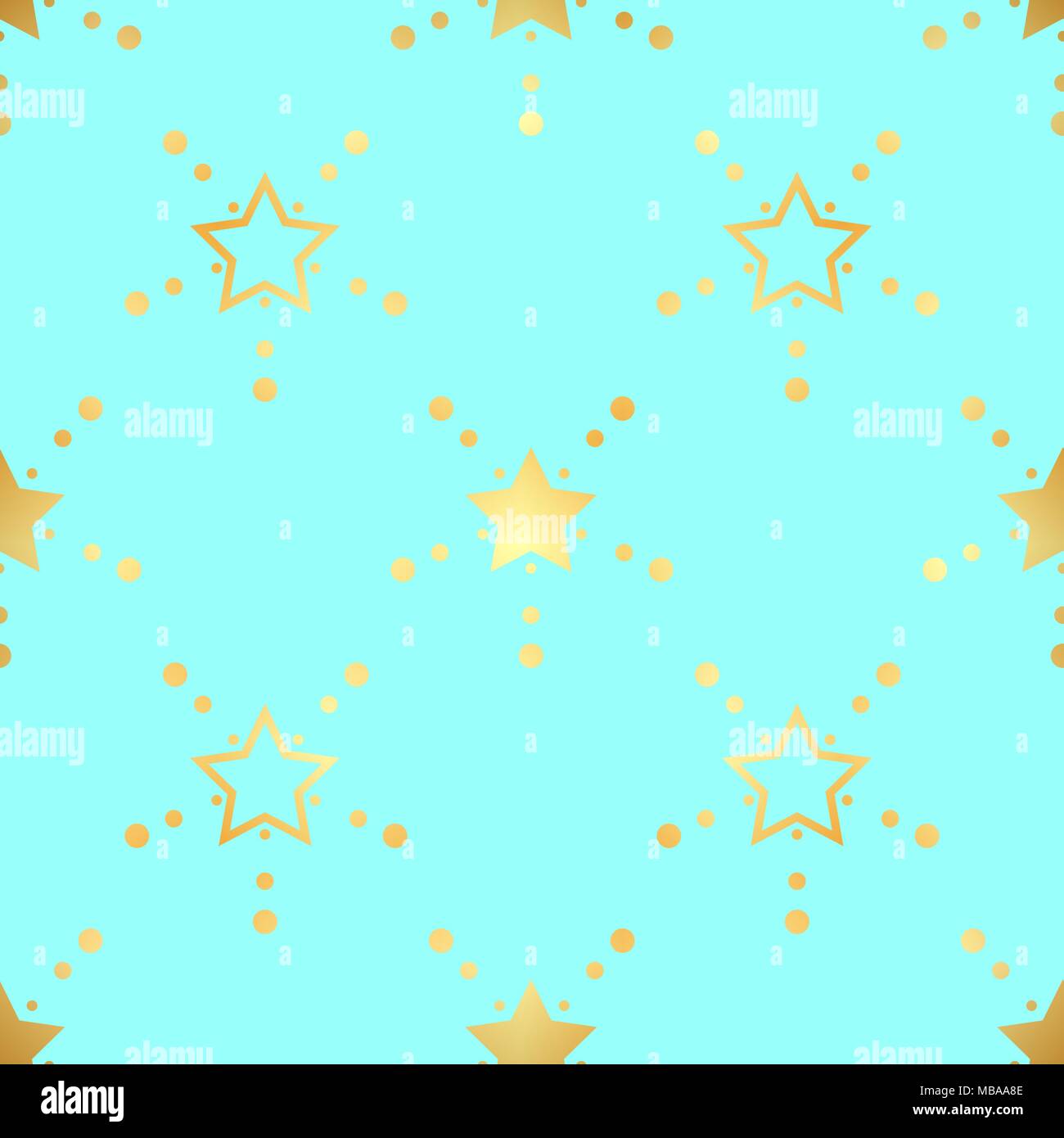 Golden Stars Seamless Pattern. The vector image. Gold Starry night sky ...
