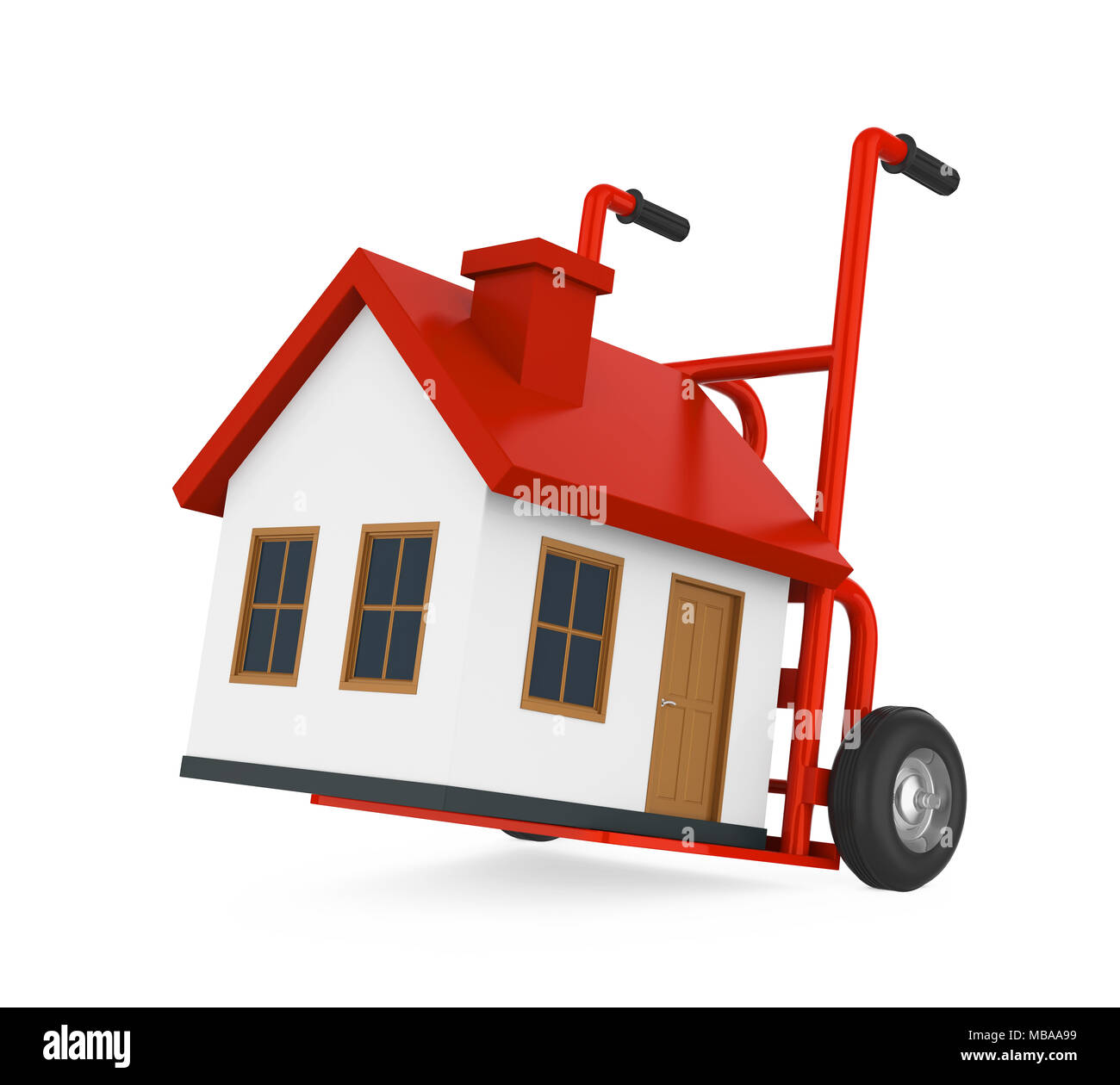 Hand Truck with House Isolated (Moving House Concept Stock Photo Alamy
