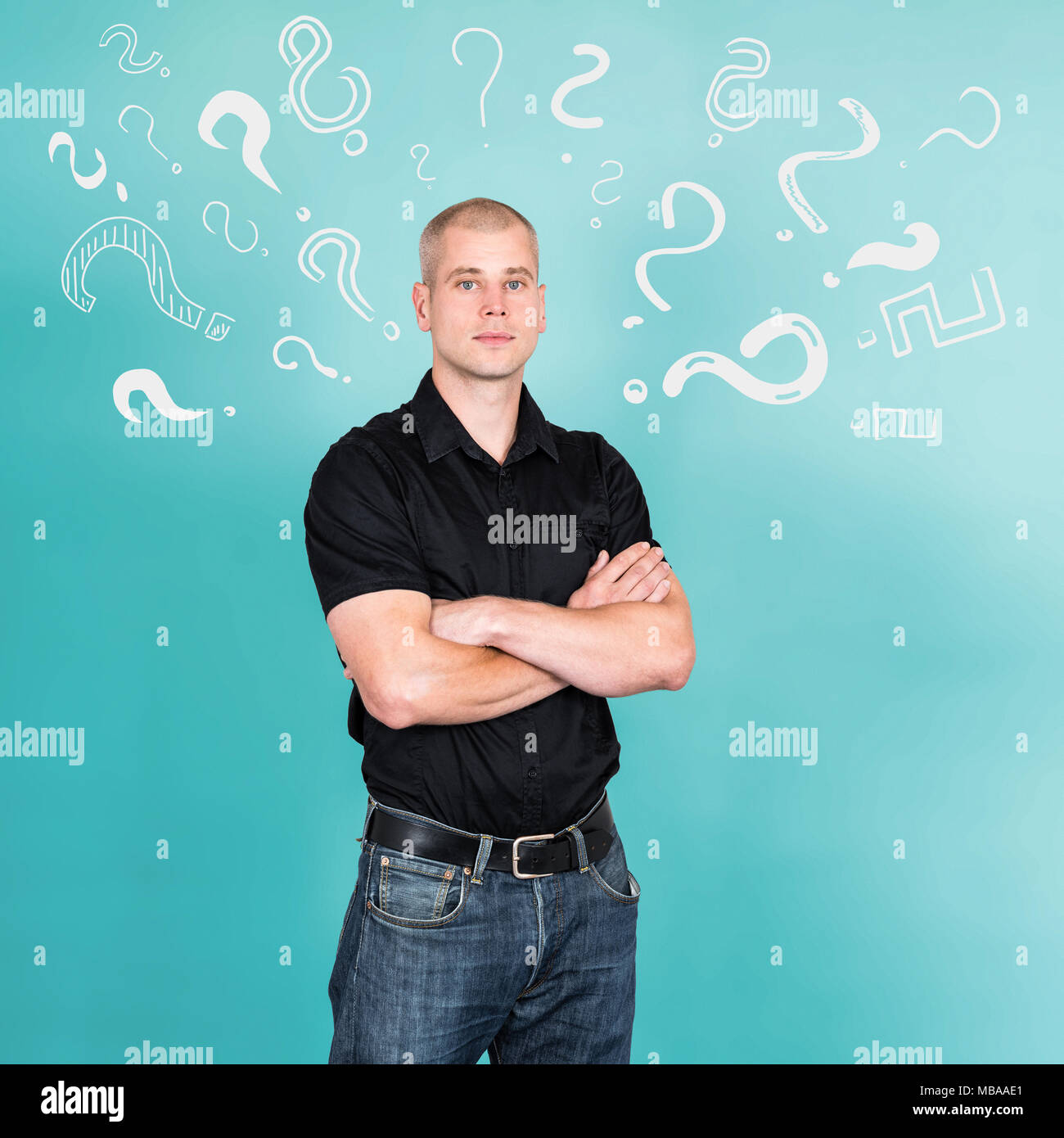 Preoccupied Images Concept of preoccupied and thoughtful man with folded arms being ...