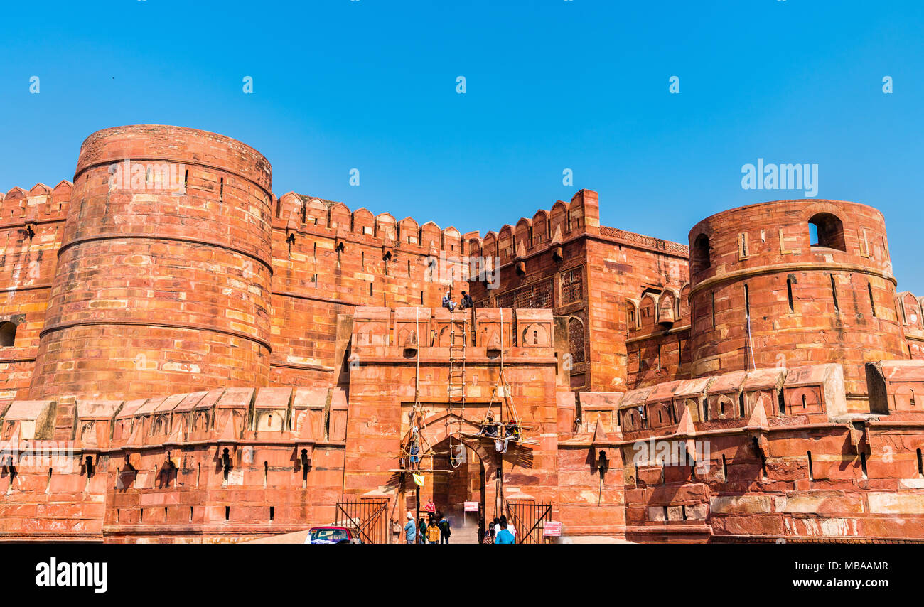 Amar Singh Gate of Agra Fort. UNESCO heritage site in India Stock Photo