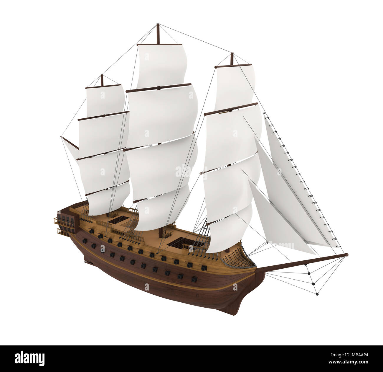 Age Of Sail Galeon Wooden Sailing Ship Isolated On White Design