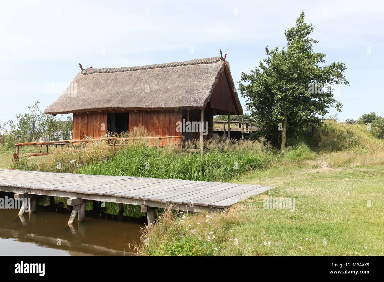Viking house at Bork viking harbour in Denmark Stock Photo Alamy