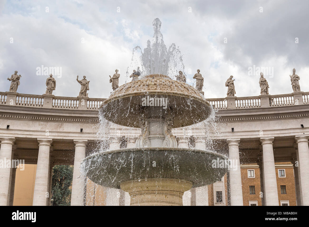 In 1667, Gian Lorenzo Bernini was commissioned by Pope Clement X to build a second fountain on the South side of St Peter's Square, Vatican city, Rome Stock Photo