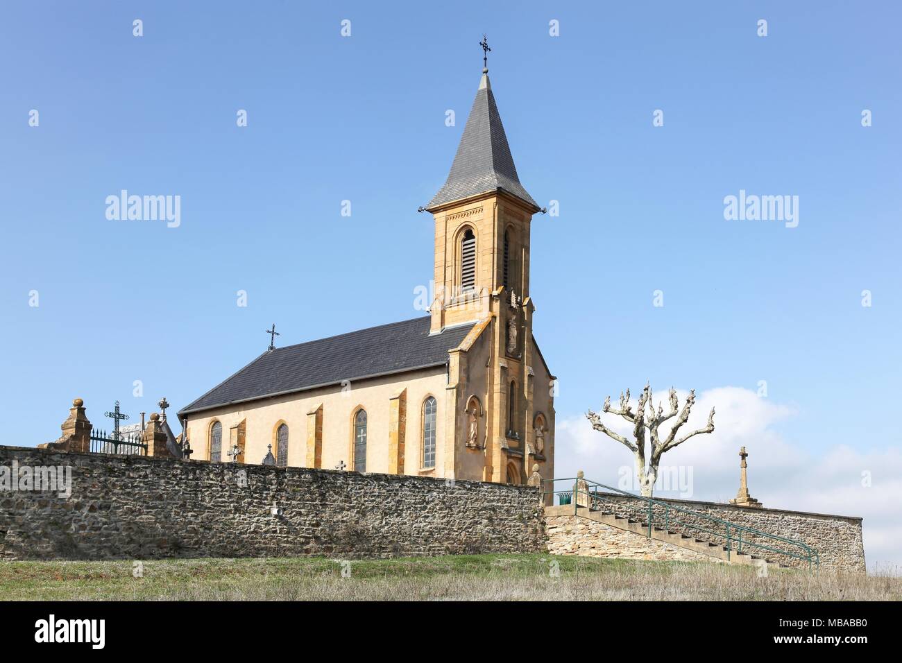 Church of Saint Laurent d'Oingt in Beaujolais, France Stock Photo