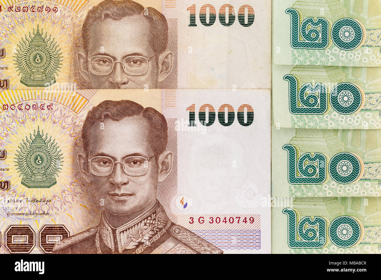 Currency banknotes spread across frame thai baht in various denomination Stock Photo Alamy