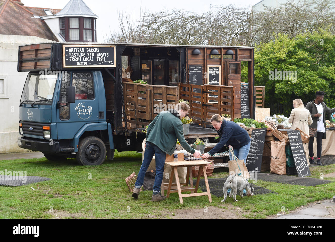 The Sussex Peasant mobile farm shop set up beside the Pepper Pot at