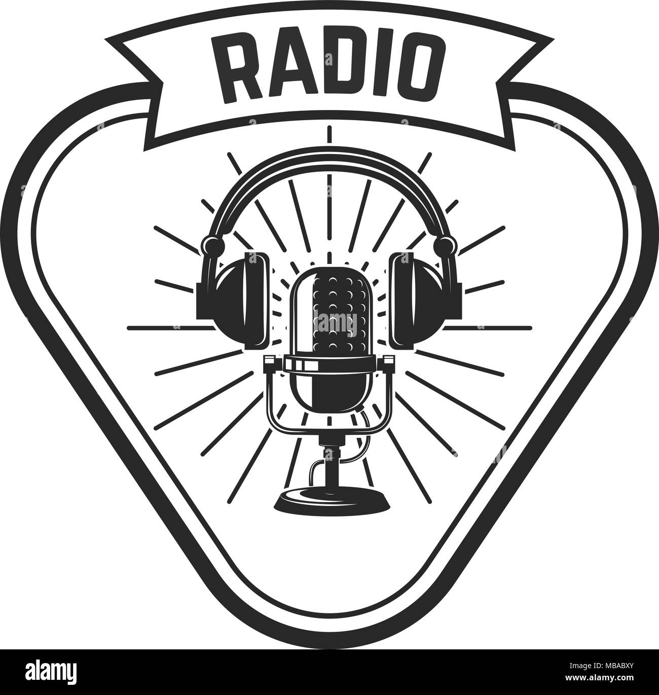 Radio. Emblem template with retro microphone. Design element for logo,  label, emblem, sign. Vector illustration Stock Vector Image & Art - Alamy