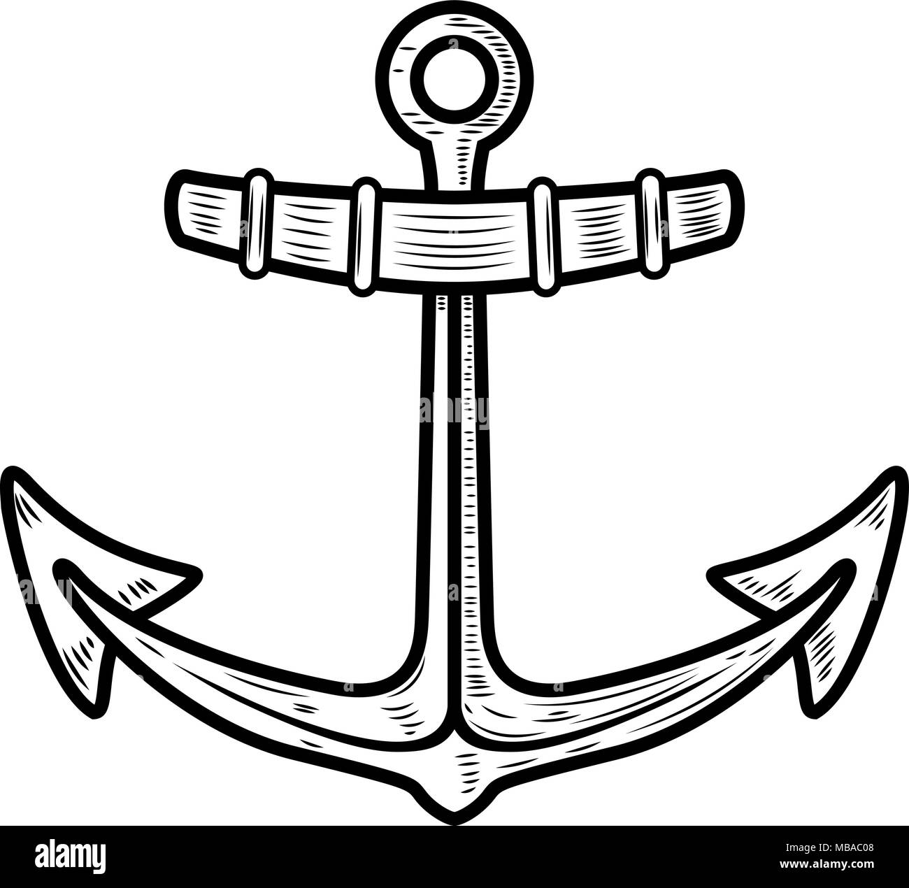 Anchor illustration isolated on white background. Design element for logo, label, emblem, sign. Vector illustration Stock Vector